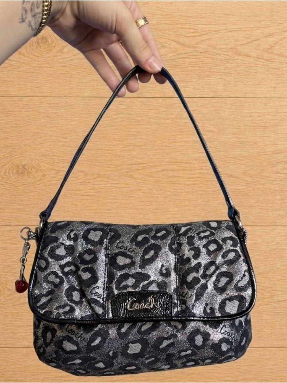 Coach Cheetah Glitter Shoulder Bag